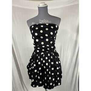 THE DROP Womens Rhett Strapless Bubble Hem Mini Dress, NEW! Size L Polka Dot
